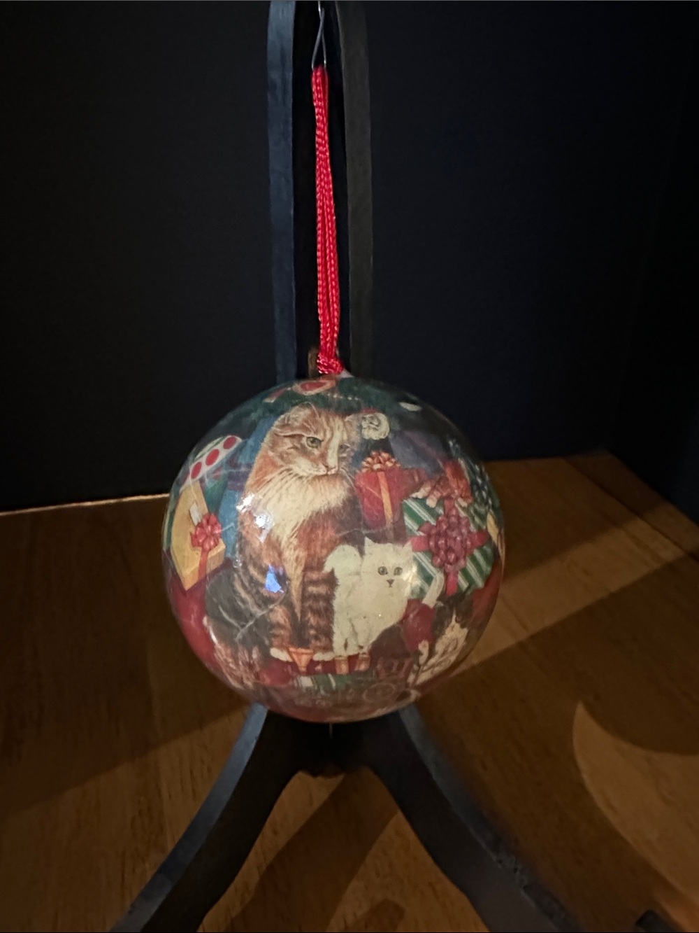 Decoupage large vintage ornament. Hand made. 4”